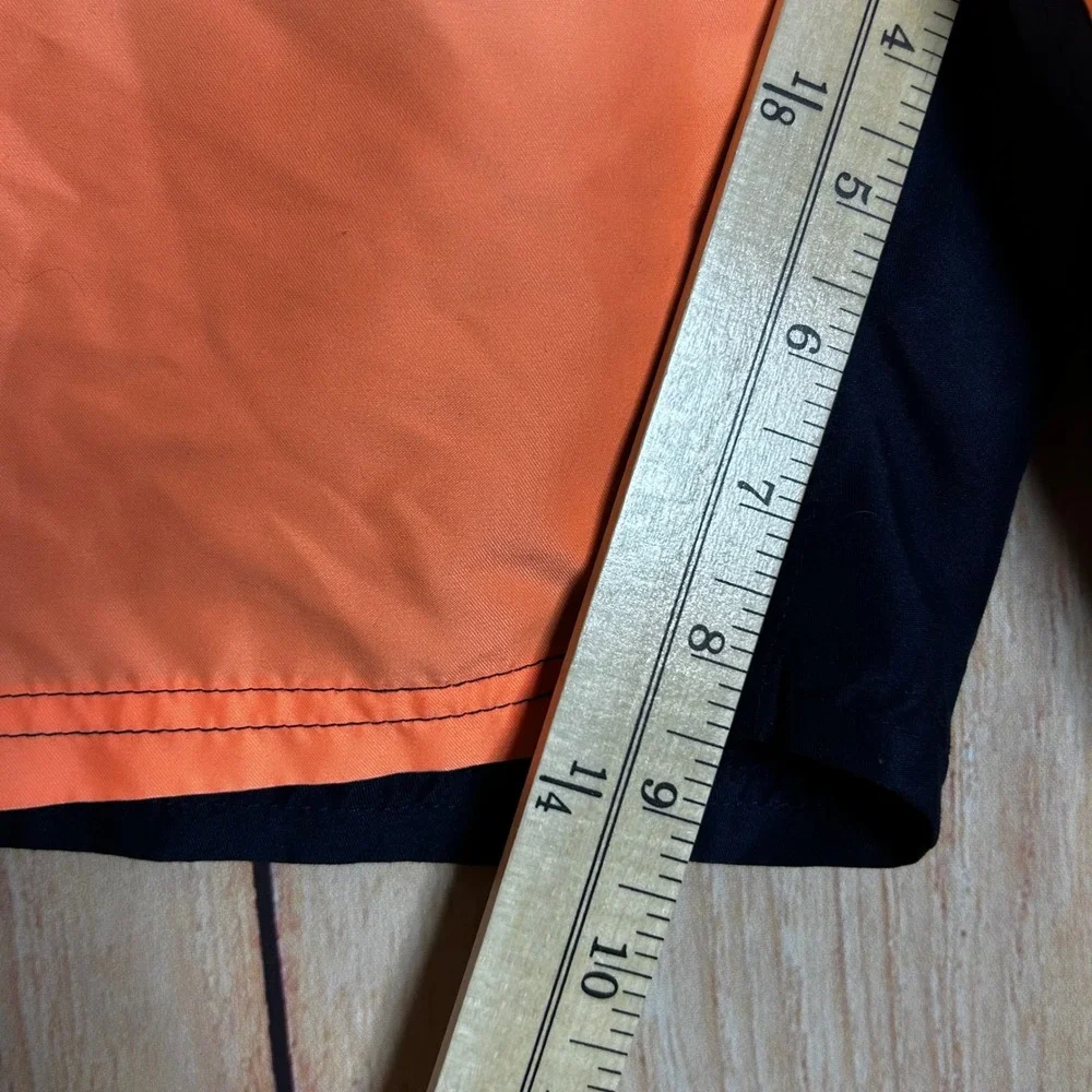 Nike Swim Trunks Mens Large Orange Navy Blue Graphic Board Shorts Sporty‎ Summer